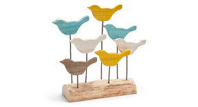 Vogels 'summer' hout op blok 23cm