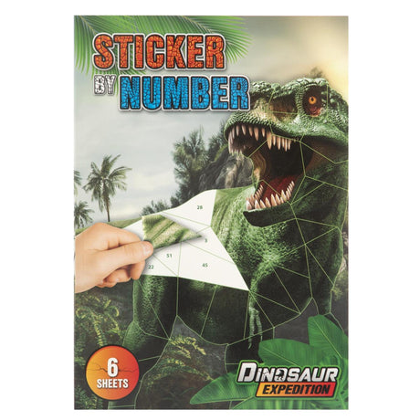Kreativer Bastelgruppen-Dino-Aufkleber nach Nummer