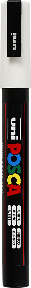 Uni-Posca Posca-Marker, Größe PC-3m, Strichbreite 0,9–1,3 mm, fein, weiß, 1 Stück