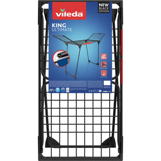 Vileda King Ultimate Wäscheständer (Black Edition) – Tischwäscheständer – 20 m Trockenlänge – XXL-Wäscheleinen
