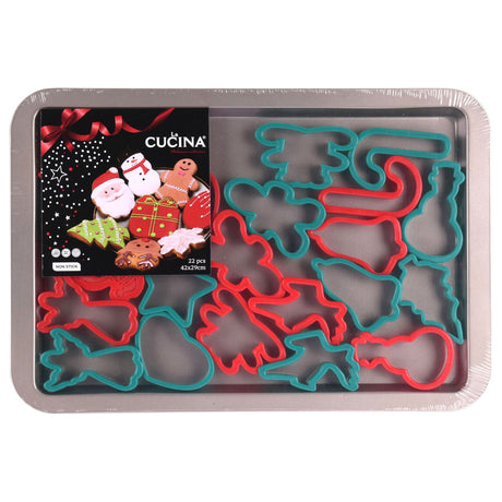 Home-Styling-Ausstechformen mit Weihnachtsbackblech, 22-tlg.
