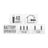 LED Lichterkette Silberdraht, 195cm - farbig