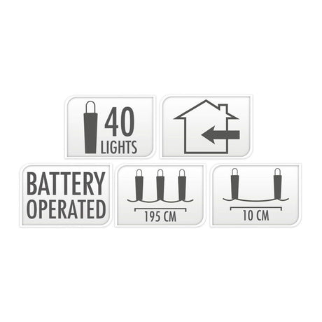 LED Lichterkette Silberdraht, 195cm - farbig