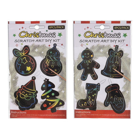 Kratzkunst-Weihnachtshänger, 4 Stück.