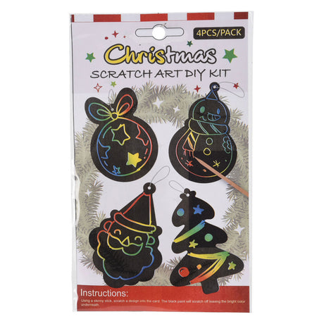 Kratzkunst-Weihnachtshänger, 4 Stück.