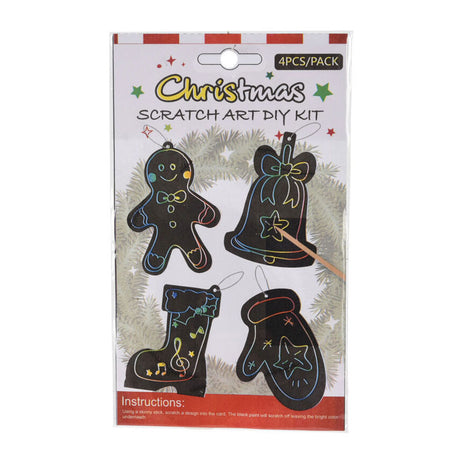 Kratzkunst-Weihnachtshänger, 4 Stück.