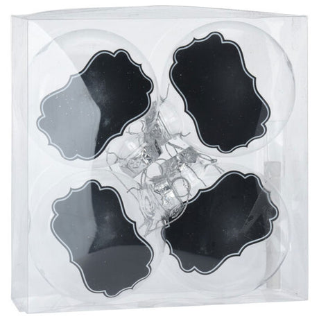 Transparente Weihnachtsbälle mit Kreideetiketten, 5st.
