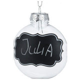 Transparente Weihnachtsbälle mit Kreideetiketten, 5st.