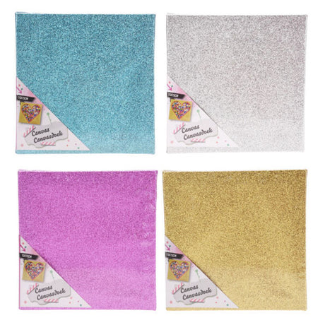 Glitzer-Leinwand, 15 x 15 cm, 12er-Set
