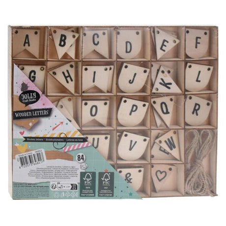 Holzbuchstaben, 84 Stück.