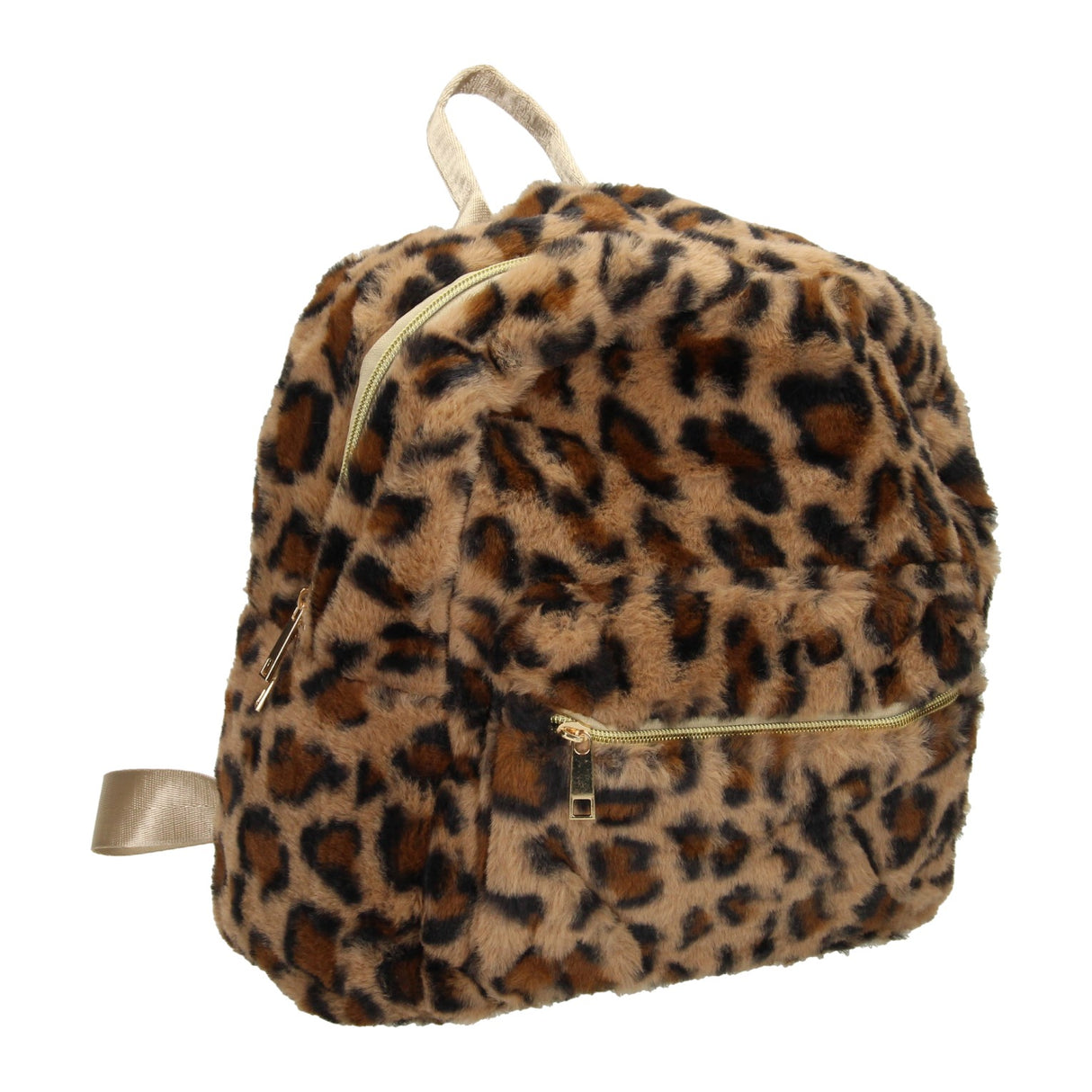 Rucksack aus Plüsch mit Leopardenmuster