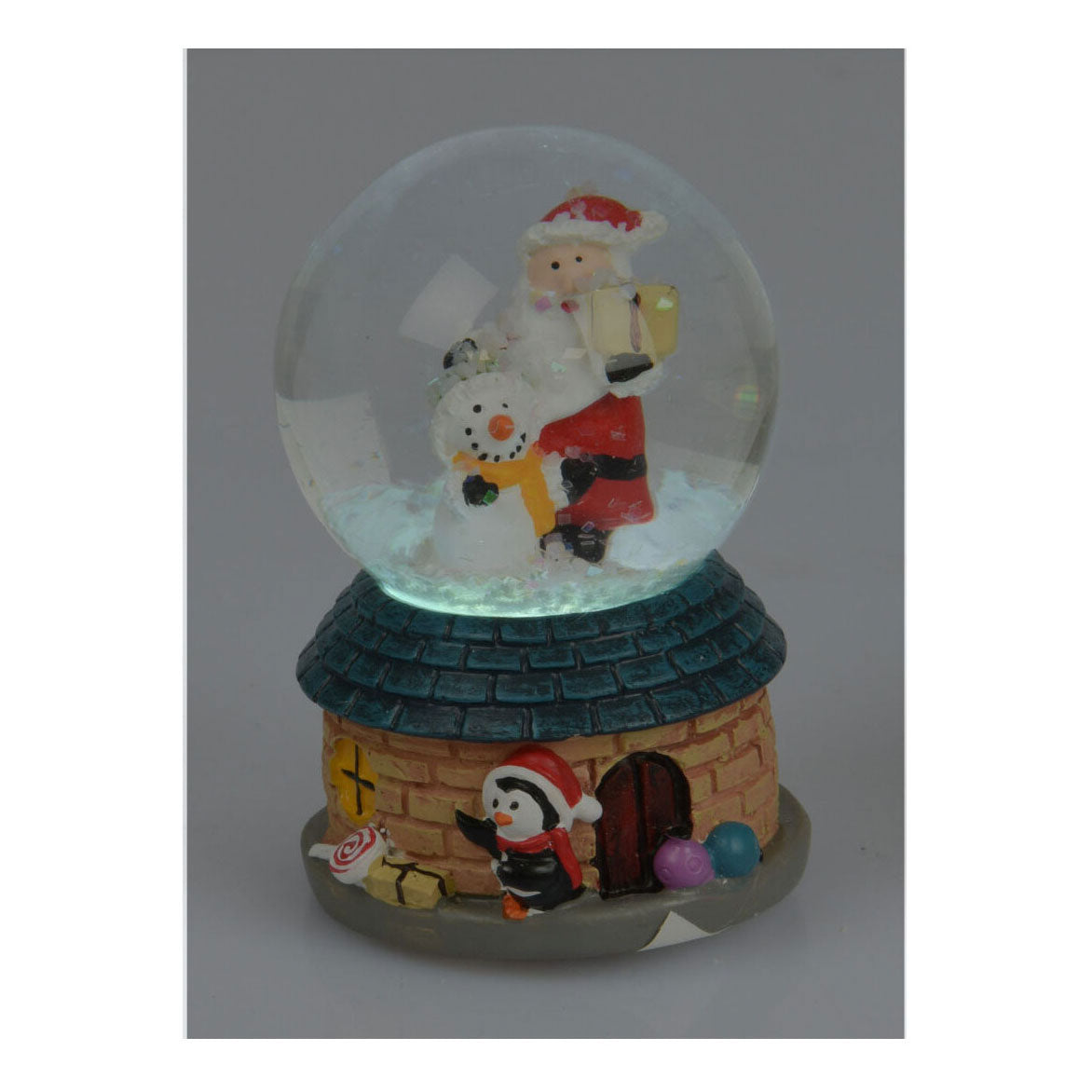 Kuscheliger Wasserball mit Weihnachtsmann mit LED, 4,5 cm
