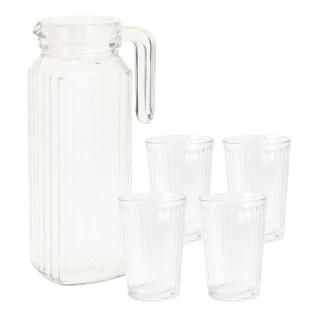 Trinkglas-Set mit Kanne, 5-teilig.