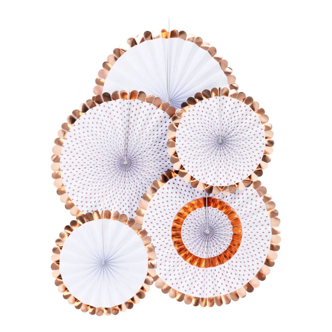 Fächer-Set aus Roségold, 5 Stück.