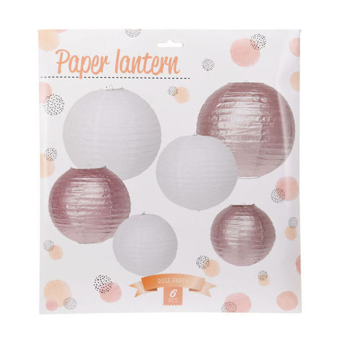 Laternenpapier roségold weiß, 6er-Set