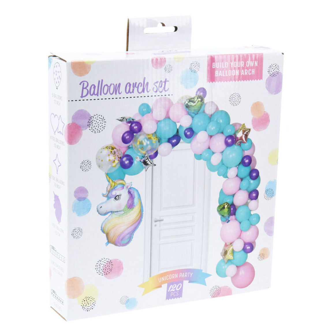 Bauen Sie Ihr eigenes Ballonbogen-Set Einhorn, 120-tlg.