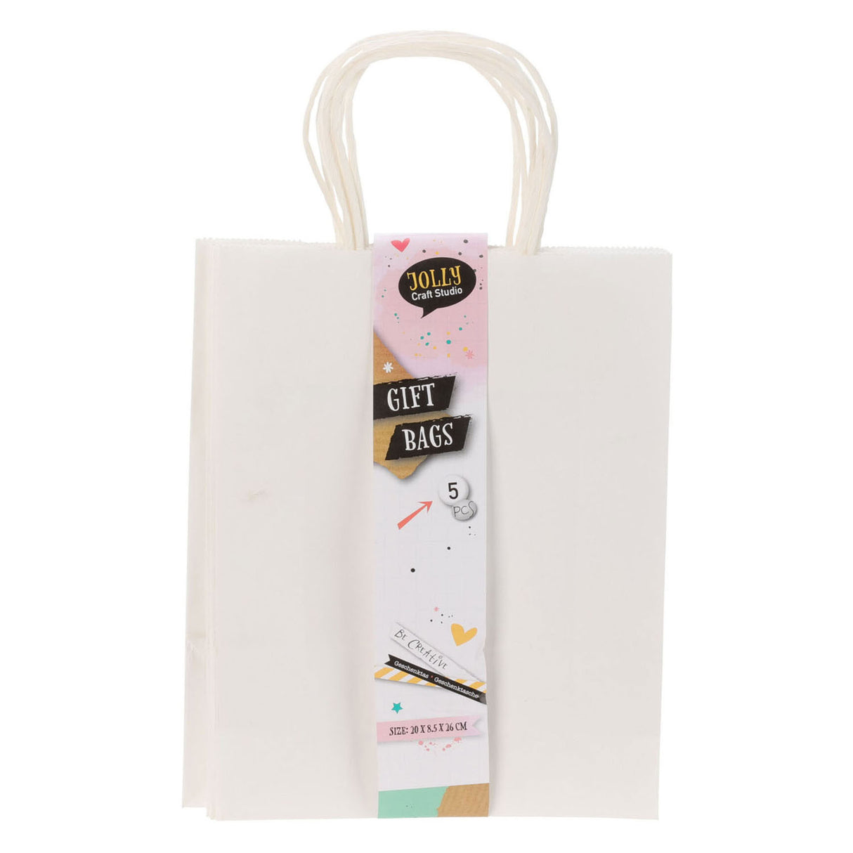 Geschenktüte weißes Papier, 5 Stk.
