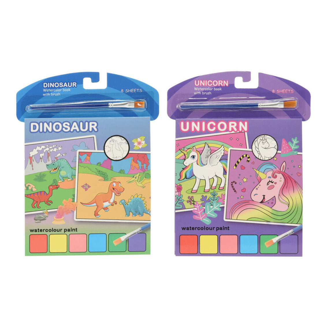 Aquarellbuch Einhorn oder Dino