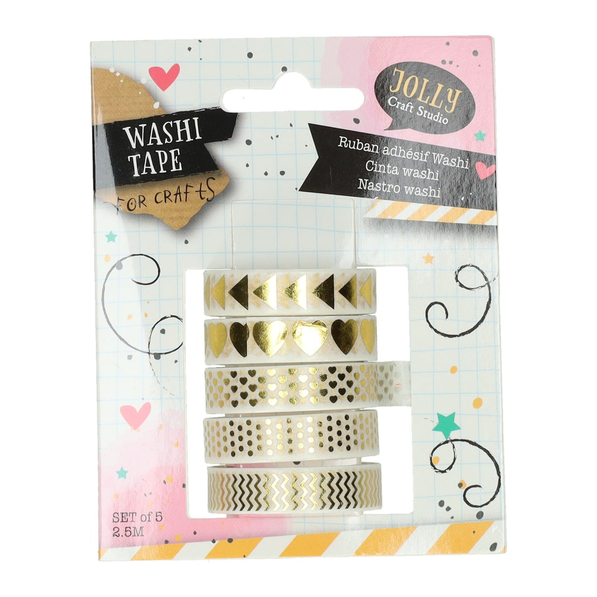Klebeband Washi-Papier, 5er-Set