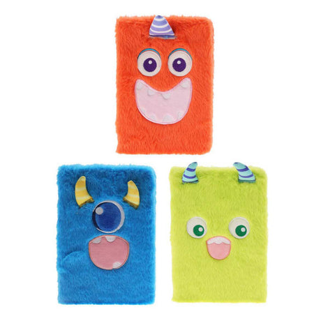 Koopman Plüsch-Notizbuch Monster mehrfarbig für Kinder und kreatives Schreiben.