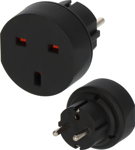 Brennenstuhl travel plug travel adapter (travel socket outlet adapter for connecting electrical devices with british standard plug system in countries with earthing contact plug system) black