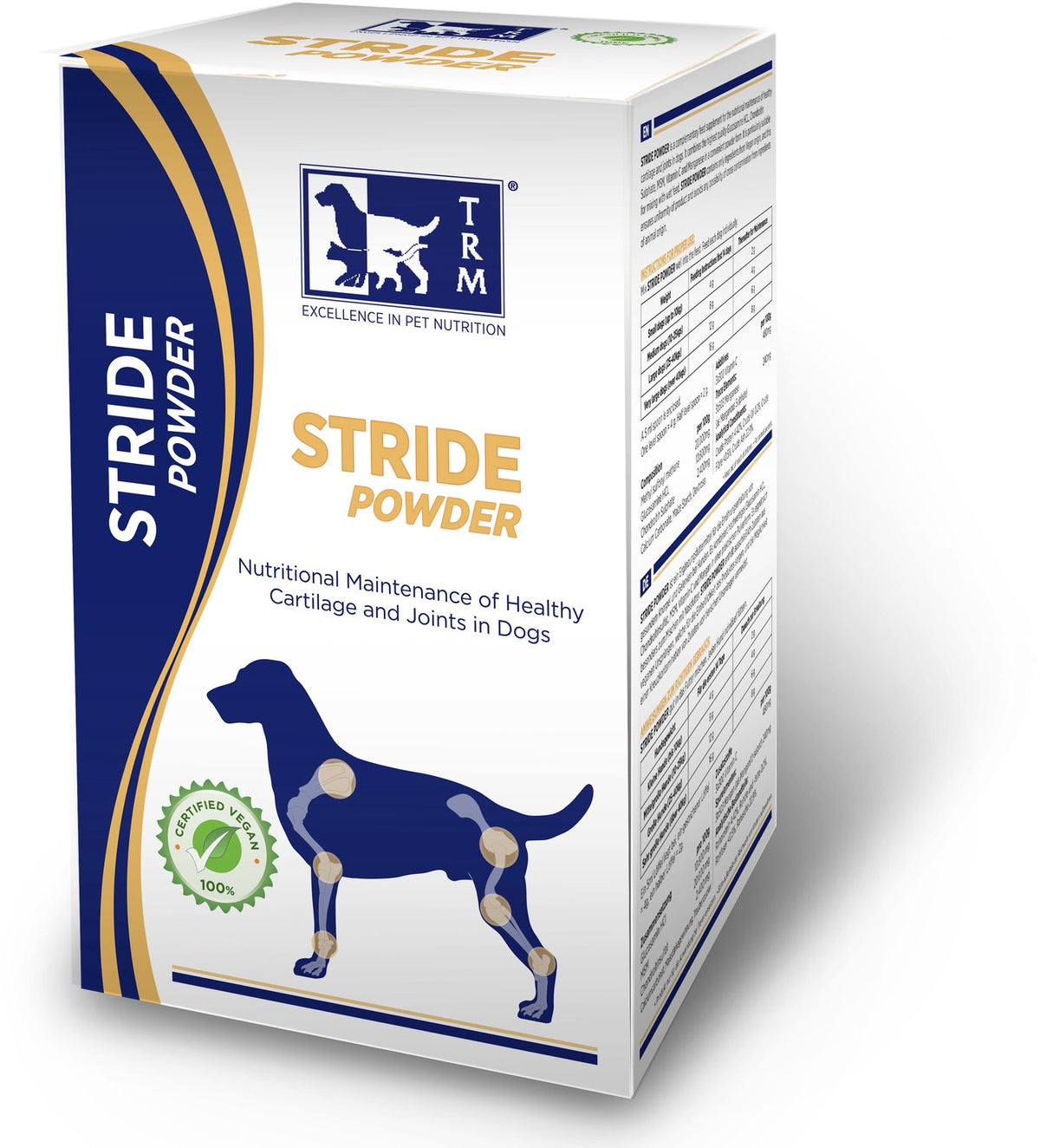 Trm Stride Powder 500 gr – Knorpelunterstützung – veganes Nahrungsergänzungsmittel für Hunde