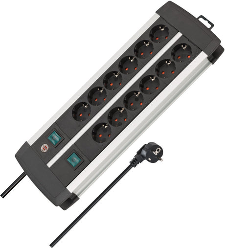 Brennerstuhl Steckdosenleiste Premium Duo Alu-Line BN3084 Schwarz, Weiß