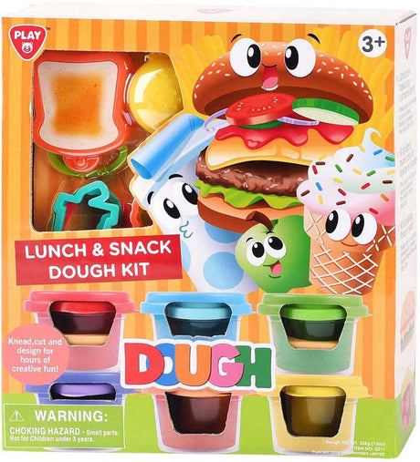 Playgo Tonspielset Mittagessen und Süßigkeiten – 6 Töpfe aus buntem Ton.