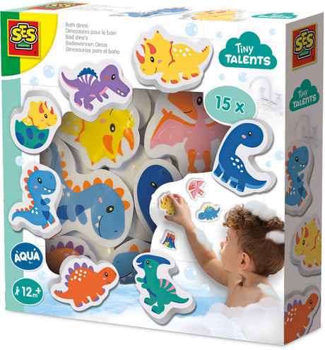 Ses kreativ – kleine Talente – Bade-Dinosaurier-Set – Schaumstoff-Dinosaurier – zum Aufkleben auf nasse Fliesen – regt die Fantasie an – sicheres Badespielzeug – kreatives Spielen – Dinosaurier-Spielzeug