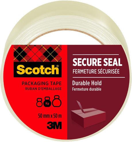 Scotch Verpackungsband, sicherer Verschluss, 50 mm x 50 m, transparent | Stück eine 1 Rolle