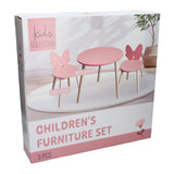 Houten set tafeltje met 2 stoelen vlinder - roze