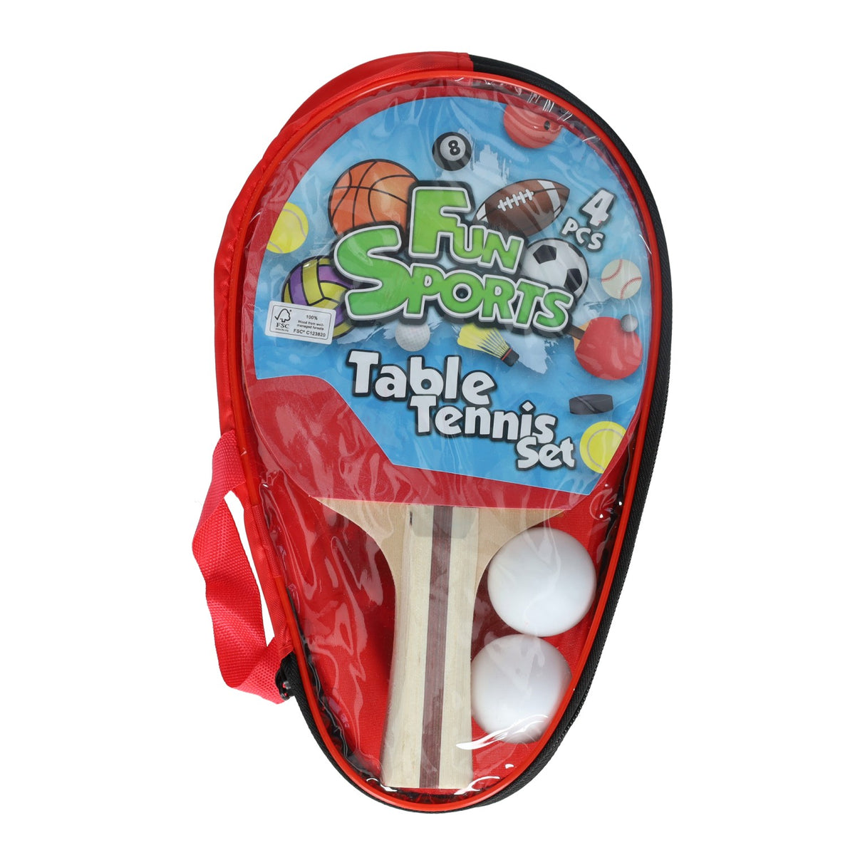 Tischtennis-Set mit 2 Schlägern und 2 Bällen