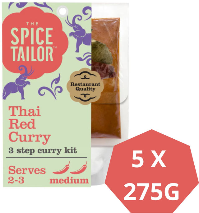 The Spice Tailor Thai Red Curry – Thai-Curry – Mahlzeitenpaket mit roten Curry-Gewürzen – Vorteilspack – 5 x 275 Gramm