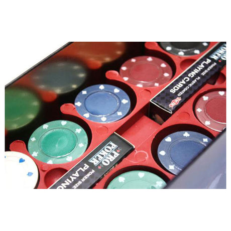 Tactic Pro Poker Texas Hold'em Set – Pokerset – Luxus-Aluminiumkoffer – 200 Chips à 11,5 Gramm – inklusive Karten, Würfel und Dealer-Button – ab 14 Jahren