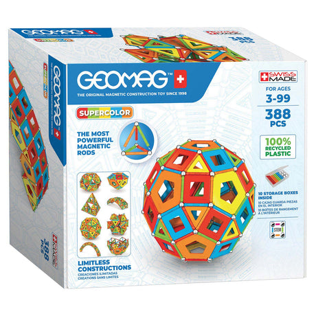 Geomag Super Color Panels Recycling – Magnetisches Konstruktionsspielzeug mit Panels – 388 Teile – ab 3 Jahren