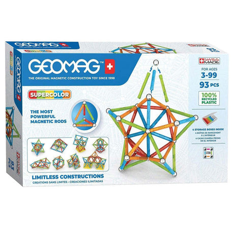 Geomag Super Color Recycling – magnetisches Konstruktionsspielzeug mit Paneelen – 93 Teile – ab 3 Jahren