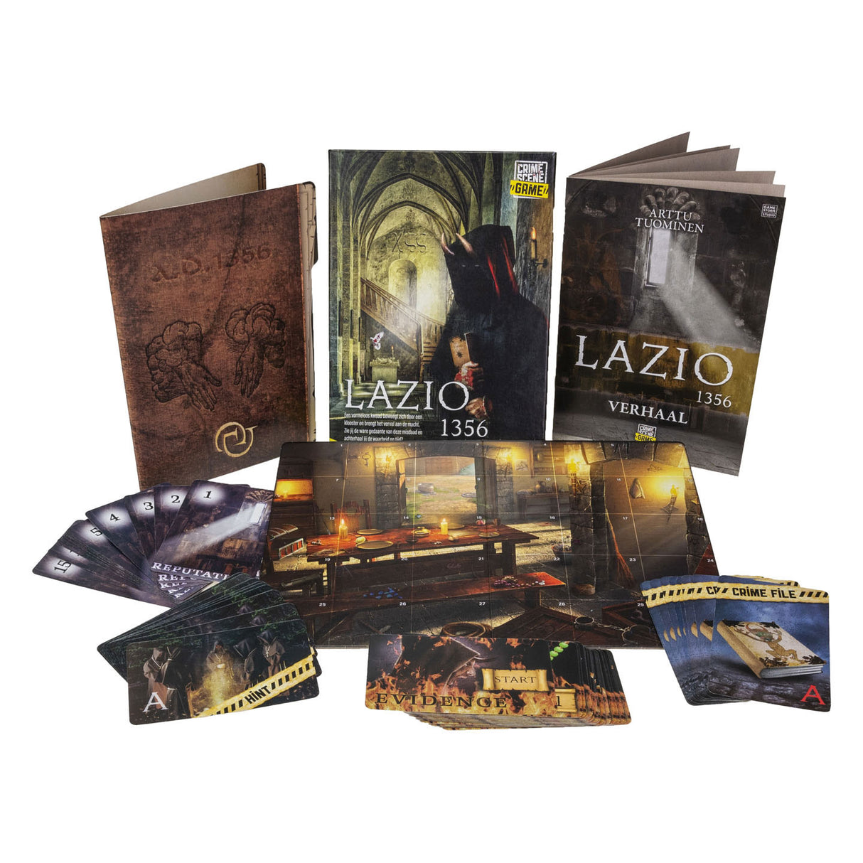 Taktik Tatort Lazio 1356 – Brettspiel – Krimispiel – Historisches Mysterium in einem Kloster – Eingehende Untersuchung und Deduktion – Tatortserie – Spiel Storm Studio – 1 oder mehr Spieler – ab 18 Jahren