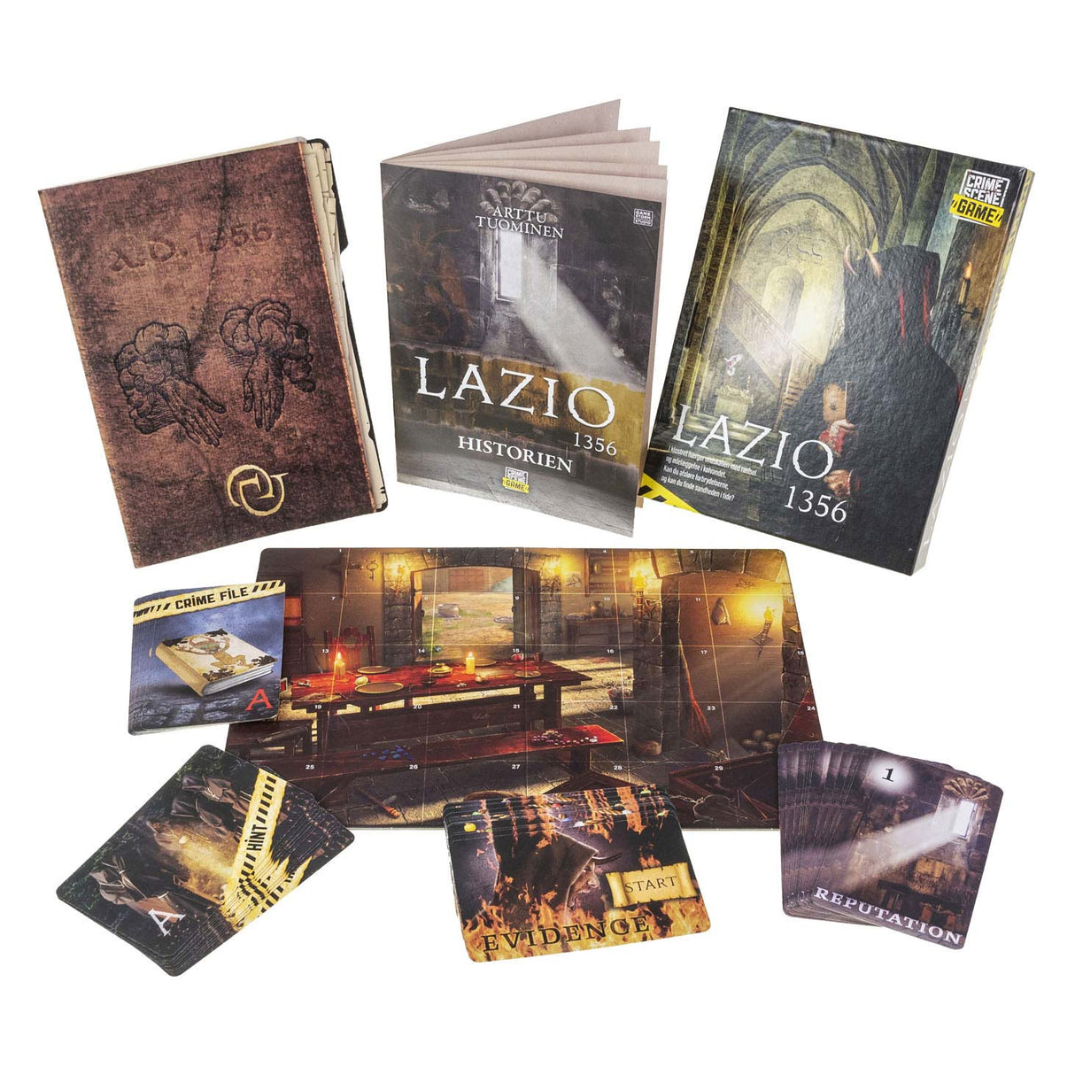 Taktik Tatort Lazio 1356 – Brettspiel – Krimispiel – Historisches Mysterium in einem Kloster – Eingehende Untersuchung und Deduktion – Tatortserie – Spiel Storm Studio – 1 oder mehr Spieler – ab 18 Jahren