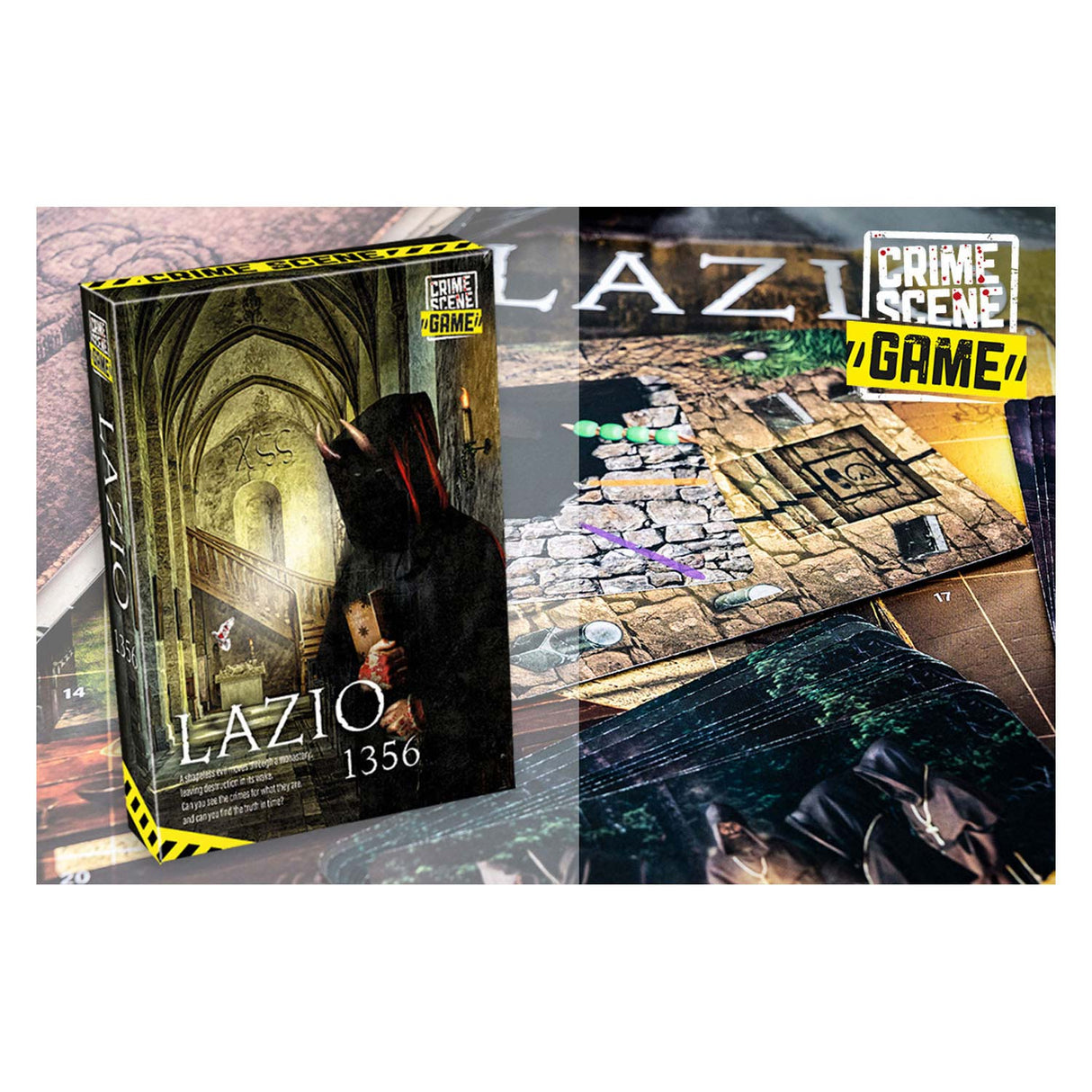 Taktik Tatort Lazio 1356 – Brettspiel – Krimispiel – Historisches Mysterium in einem Kloster – Eingehende Untersuchung und Deduktion – Tatortserie – Spiel Storm Studio – 1 oder mehr Spieler – ab 18 Jahren