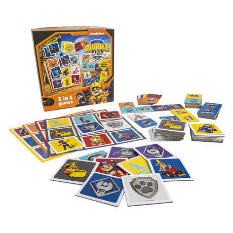 Tactic Paw Patrol Rubble Crew 3-in-1 Spielesammlung – Kartenspiel – Lotto – Domino – Memo – Kinderspiel ab 4 Jahren