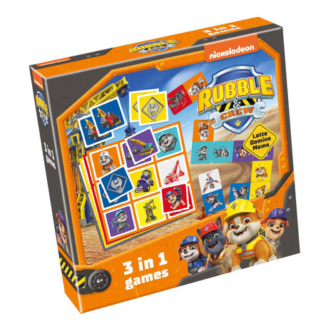Tactic Paw Patrol Rubble Crew 3-in-1 Spielesammlung – Kartenspiel – Lotto – Domino – Memo – Kinderspiel ab 4 Jahren