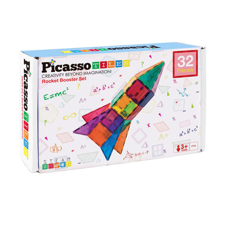 Picasso-Kacheln Taktik – Konstruktionsspielzeug – Magnetplättchen – Magnetplättchen – Raketenbooster – Stielspielzeug – kreatives Bauspielzeug – 32 Teile – ab 3 Jahren