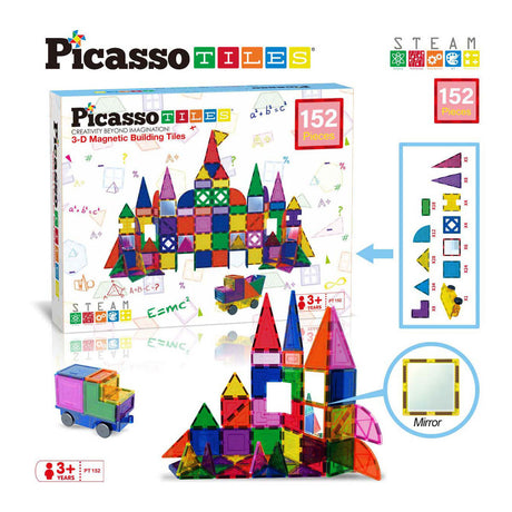Selecta Picasso-Blöcke und Spiegel – magnetische Baufliesen, 152 Stück.