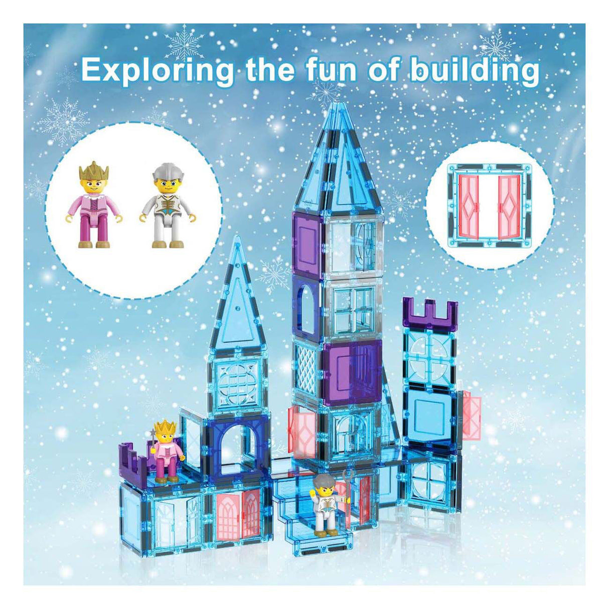 Selecta picassotiles Winterthema – magnetische Bauplättchen, 72 Stk.