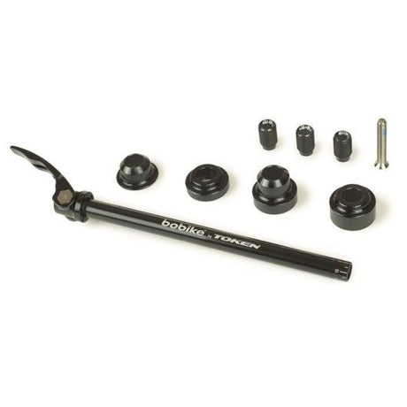 Bobike Fahrradanhängerteil, universelle Anhängerbefestigung mit Steckachse 12 mm, schwarz
