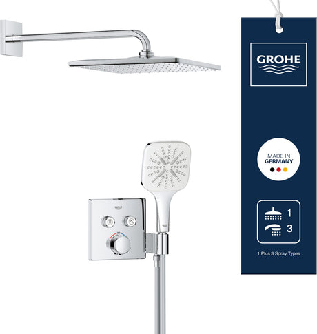 Grohe Präzisions-Smartcontrol-Einbaubrause – wassersparend – quadratisches Bedienfeld – Chrom