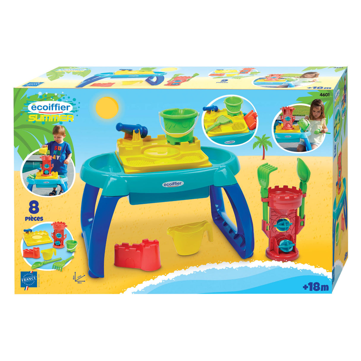 Ecoiffier Wassertisch von Ecoiffier – Spieltisch mit Burgturm und Zubehör.