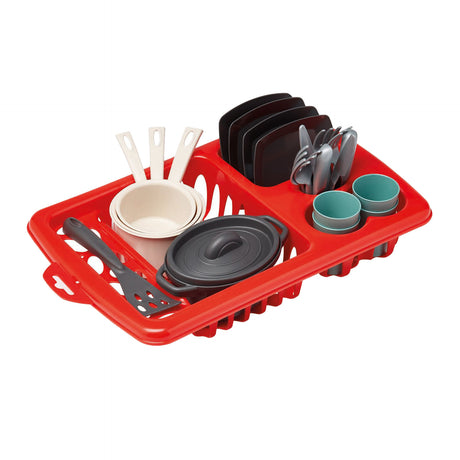 Écoiffier ecoiffier 100 % Chef Geschirrspülständer mit Ess-Set – 23-teilig.