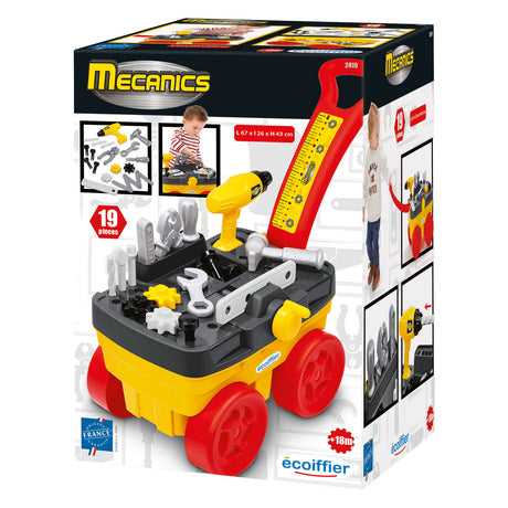 Ecoiffier Mechaniker-Werkzeugwagen – 19-teilig.