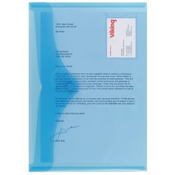 Documentmap vk pp 180g m2 a4 33,5x23,5cm blauw.100 vel drukknop etiket